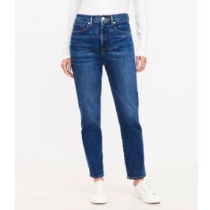 Loft - Curvy high rise slim jeans, dark wash, size 10